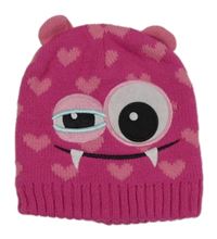 Růžová čepice se srdíčky - příšerka 