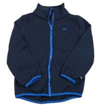 Tmavomodrá melírovaná funkční pletená propínací mikina s logem TRESPASS