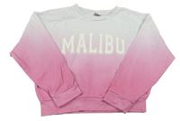 Bílo-růžová ombré crop mikina s nápisem Matalan