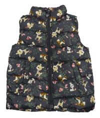 Tmavošedá šusťáková zateplená vesta se zajíčky Dopodopo