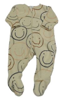 Béžový fleecový overal se smajlíky Next