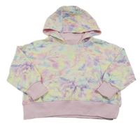 Světlerůžovo-barevná batikovaná mikina s kapucí Next