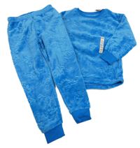 Nové - Modré chlupaté pyžamo s dinosaury Dunnes