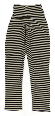 Smetanovo-černé pruhované žebrované legíny H&M