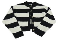 Černo-bílý pruhovaný propínací crop svetr Zara