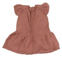 Starorůžové pletené šaty s bambulkami 