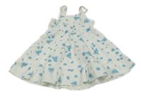 Bílo-modré šaty s kytičkami 