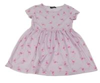 Lila šaty s plameňáky 