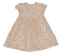 Světlerůžové šifonové šaty s kytičkami C&A