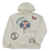 Bílá mikina s potiskem a kapucí Primark