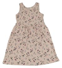 Světlerůžové květované bavlněné šaty H&M