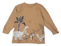 Hnědé triko s dinosaury Next
