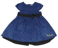 Tmavomodré sametové manšestrové šaty Minnie Disney