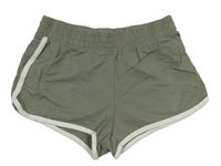 Khaki bavlněné kraťasy s proužky H&M