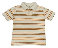 Bílo-skořicové pruhované polo tričko H&M