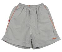Šedé šusťákové sportovní kraťasy s proužky Slazenger