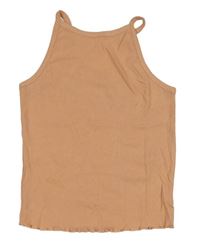 Broskvový žebrovaný crop top George 