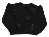 Černá crop mikina s mašličkami H&M