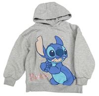 Šedá melírovaná mikina se Stitchem a kapucí Primark