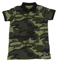 Khaki-černé army polo tričko s nápisem Primark