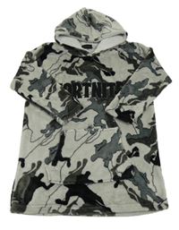 Šedá chlupatá oversize mikina Fortnite s kapucí 