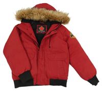 Červená šusťáková zimní bunda s kapucí Zavetti Canada