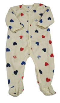 Béžový chlupatý overal se srdíčky Petit Bateau