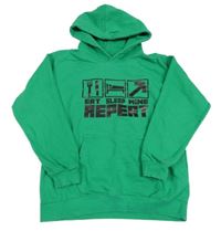 Zelená mikina s potiskem a kapucí Awdis