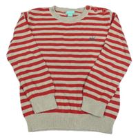 Červeno-béžový pruhovaný svetr s opičkou Monsoon