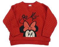 Červený třpytivý svetr s Minnie Disney + C&A