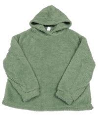 Zelenošedá huňatá mikina s kapucí Shein