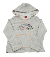 Šedo-barevná melírovaná mikina s duhou z flitrů a kapucí S. Oliver