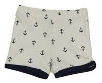 Bílo-tmavomodré bavlněné kraťasy s kotvami H&M