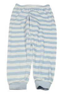 Světlemodro-bílé pruhované plyšové kalhoty C&A