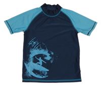 Tmavomodro-tyrkysové UV tričko se surfařem Urban