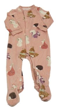 Růžový plyšový overal se zvířátky Topomini