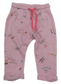 Světlerůžové tepláky s nápisy a obrázky Bakkaboe