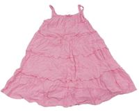 Růžové strukturované šaty s volánky Sinsay 