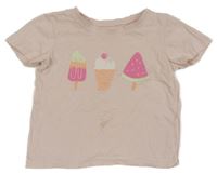 Světlerůžové tričko se zmrzlinami Primark