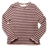 Světlerůžovo-vínový pruhovaný žebrovaný svetr H&M