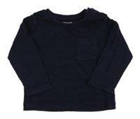 Tmavomodré vzorované triko s kapsou Primark