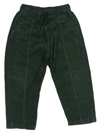 Smaragdové manšestrové podšité kalhoty ZARA