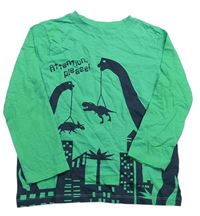 Zelené melírované triko s dinosaury Topolino