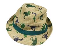 Béžový slaměný klobouk s dinosaury George 
