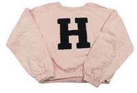 Světlerůžová crop mikina s písmenkem - Harry Potter 