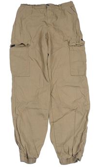 Hnědobéžové cargo cuff plátěné kalhoty KIDS COLLECTION