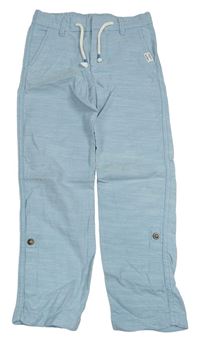 Světlemodré melírované chino lněné rolovací kalhoty H&M