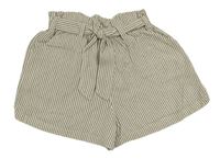 Smetanovo-černé pruhované paper bag kraťasy s páskem Next 