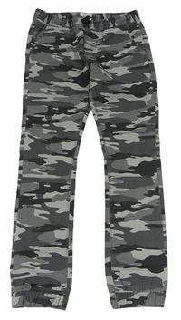 Šedo-černé army cuff plátěné kalhoty C&A