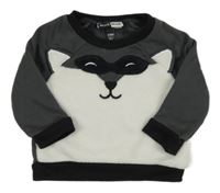 Tmavošedo-bílo-černá mikina s čumáčkem zn. mick mack